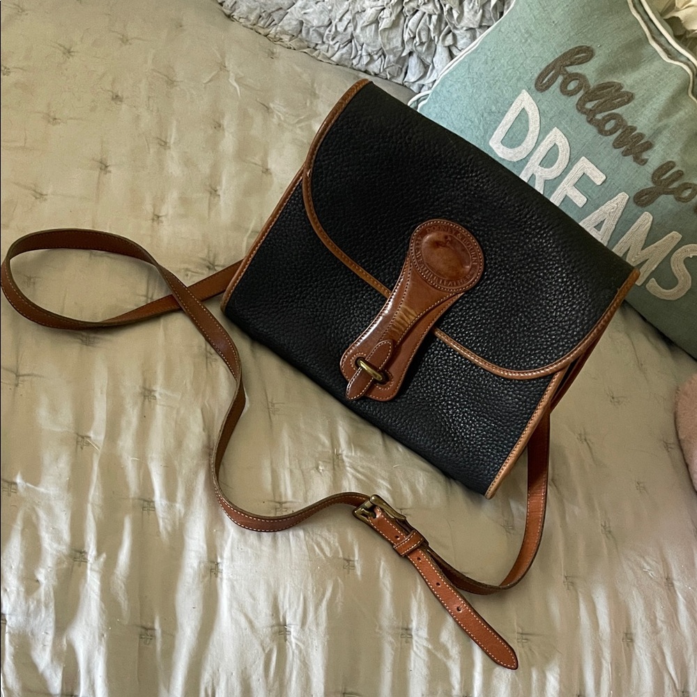 Dooney & Bourke Black and Brown Leather Detail